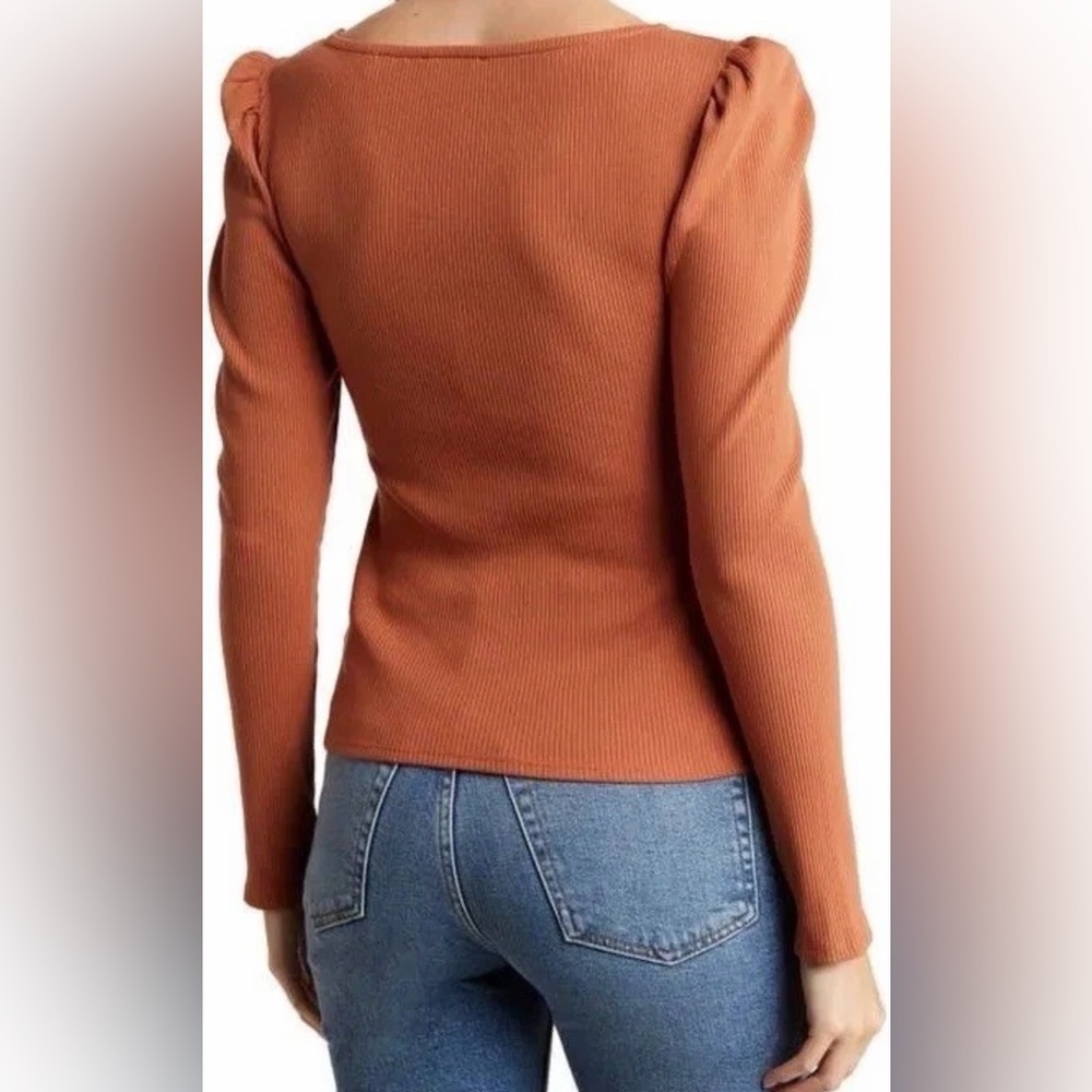 7 For All Mankind Terracotta Ribbed Top - Picture 2 of 7